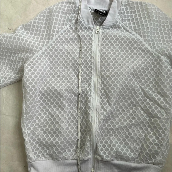 See Description!!! Beyoncé Ivy Park Hexagon Mesh White Bomber Jacket Size S - Picture 6 of 12